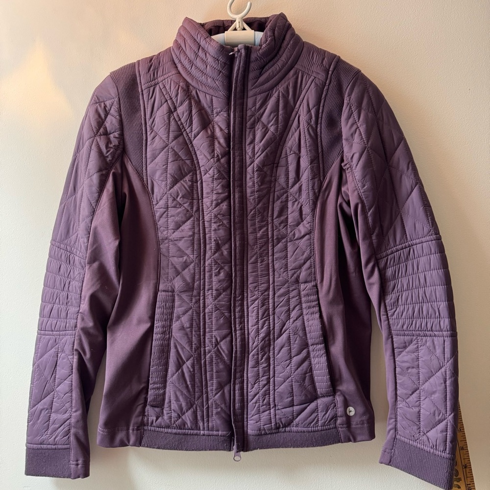 90 DEGREE Super lightweight quilted jacket with knit details and zippers M plum